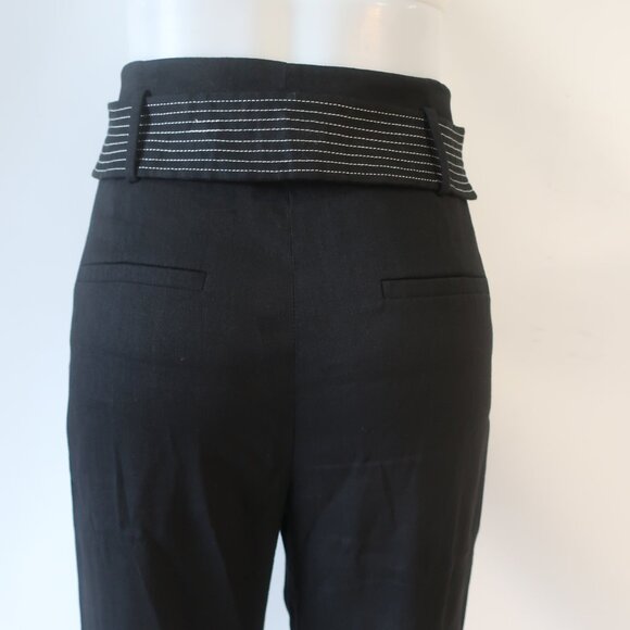 Womens Veronica Beard Sunny Button Tab Black Linen Blend Wide Leg Pants 8 - Picture 10 of 14